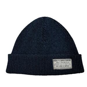 RRL by Ralph Lauren Cotton Rib Knit Watch Cap Midnight Blue Indigo NWT New